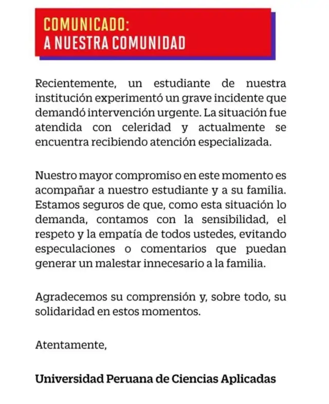 Comunicado de la UPC.
