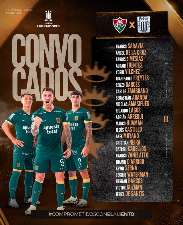 Lista de convocados de Alianza Lima. / Foto: X.   