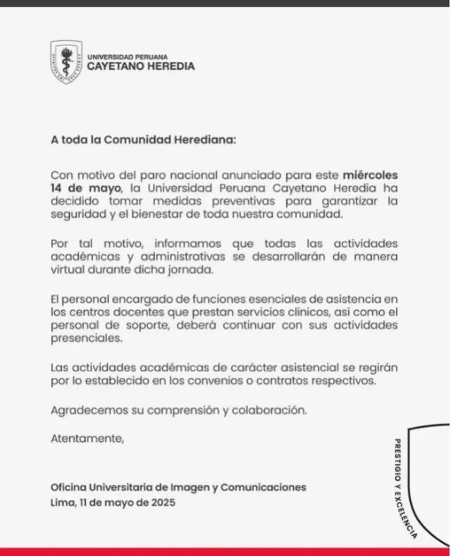 Clases remotas en la Universidad Cayetano Heredia.