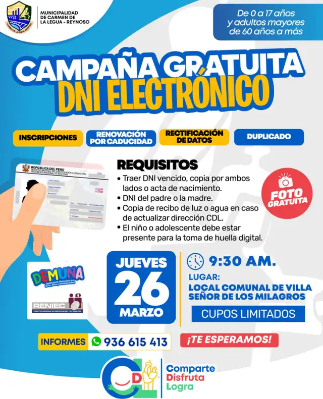 ¿Necesitas renovar tu DNI? Todo sobre la campaña gratuita este 26 de marzo .