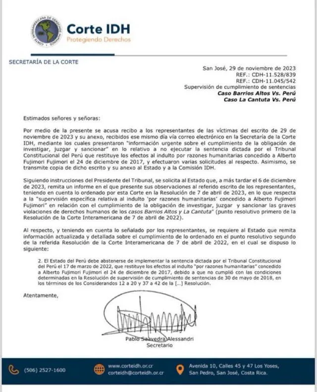 Comunicado de la Corte IDH.