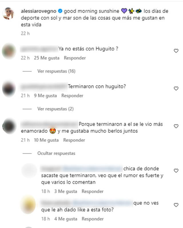 Usuarios especulan que Alessia Rovegno y Hugo García terminaron su relación.  