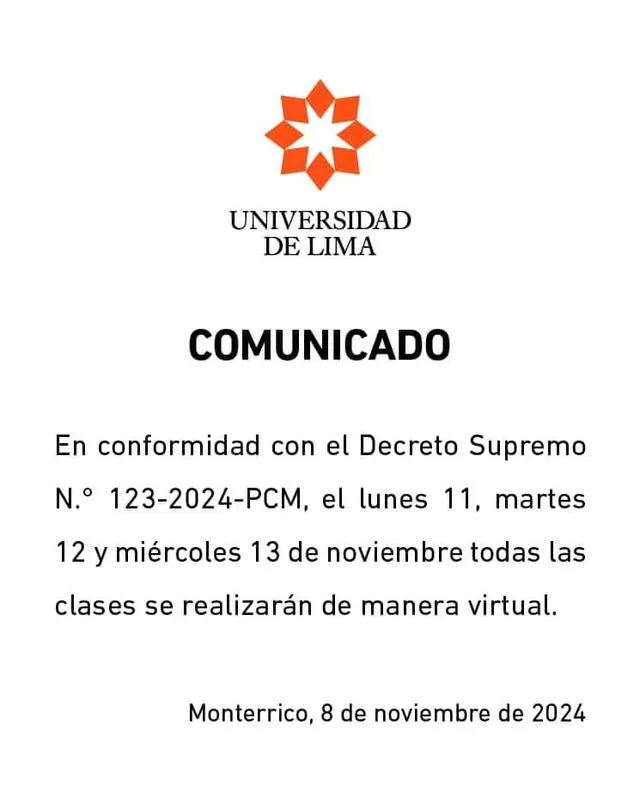 Paro nacional durante APEC 2024: Lista de universidades e institutos que suspenderán sus clases del 11 al 16 de noviembre