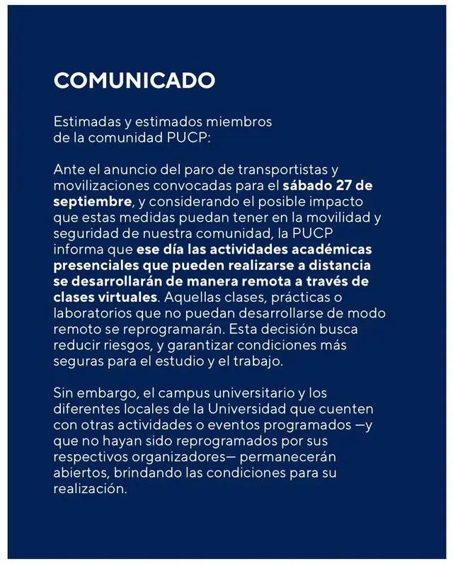 Paro de transportistas 27 y 28 de septiembre: universidades e institutos que suspenden clases presenciales desde HOY