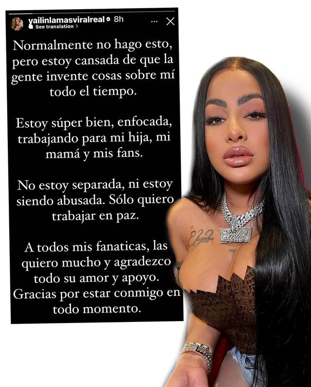 Yailín saca cara por Tekashi en un comunicado en Instagram. 