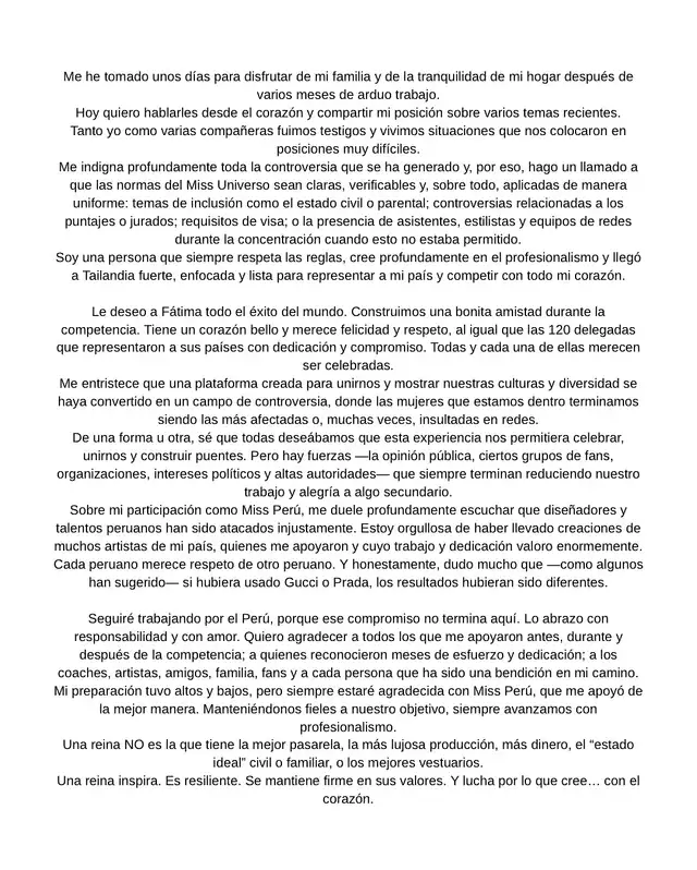 Karla Bacigalupo rompe su silencio tras su participación en el Miss Universo 2025. Karla Bacigalupo rompe su silencio tras su participación en el Miss Universo 2025.