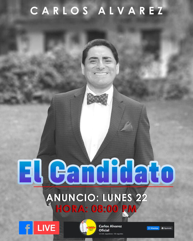 Carlos Álvarez anuncia su show "El Candidato" del viernes 09 al 11 de junio. 
