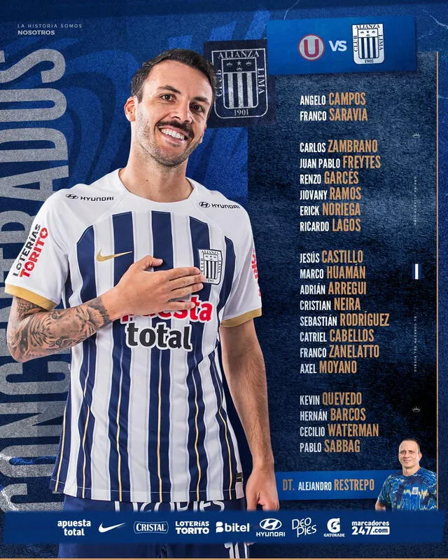 Alineación de Alianza Lima. Foto: X/GLR   