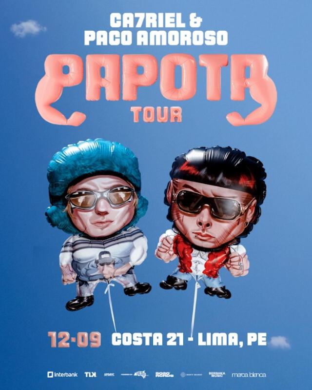 Ca7riel y Paco Amoroso llegan al Perú con su nueva gira 'Papota Tour' Ca7riel y Paco Amoroso llegan al Perú con su nueva gira 'Papota Tour'