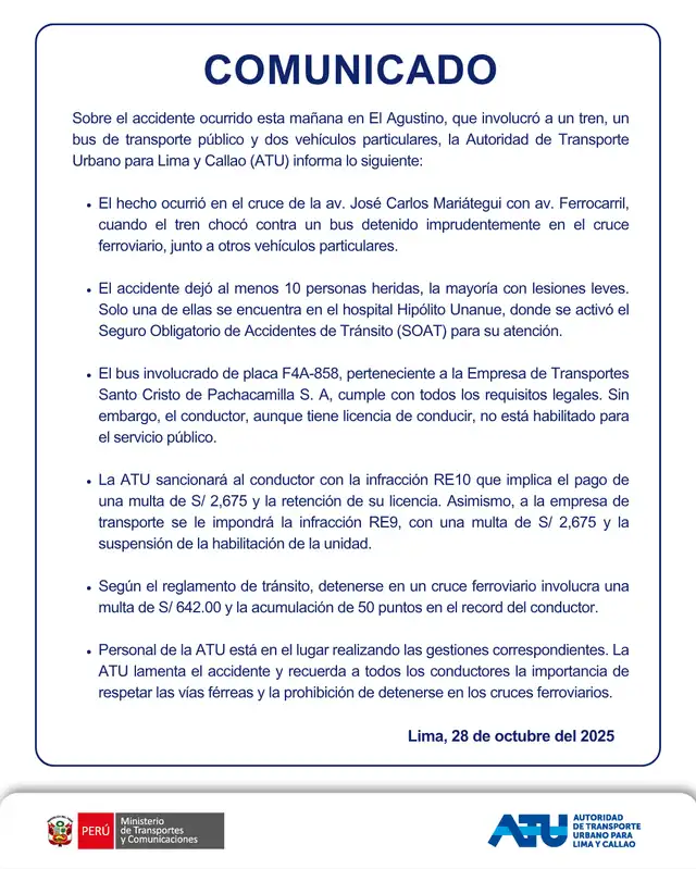 <strong> Choque entre un bus, un tico y un ferrocarril dejaron impactados a los vecinos de El Agustino</strong>   