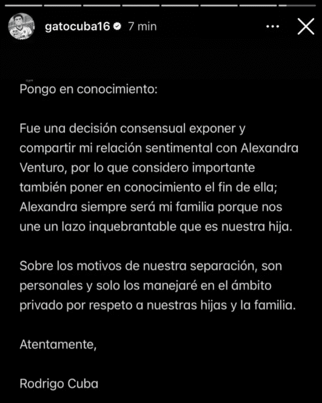 Rodrigo Cuba dio por finalizada su relación con Ale Venturo. Rodrigo Cuba dio por finalizada su relación con Ale Venturo.