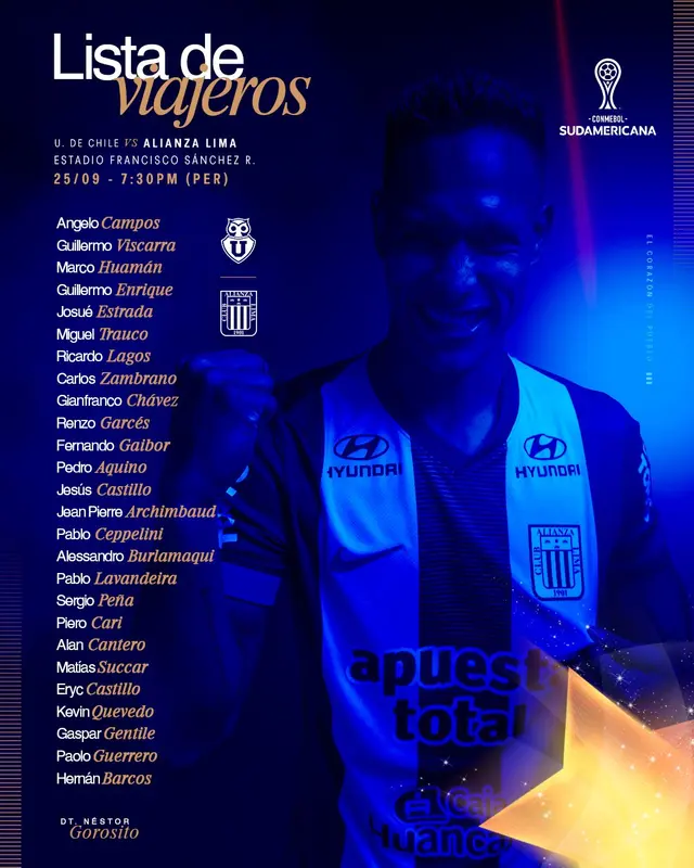 Lista de viajeros de los íntimos. Foto: Alianza Lima Lista de viajeros de los íntimos. Foto: Alianza Lima