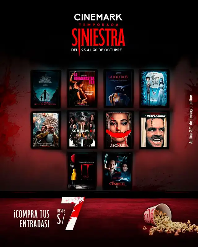 Cinemark celebrará su temporada siniestra en Halloween. Foto: Cinemark Cinemark celebrará su temporada siniestra en Halloween. Foto: Cinemark