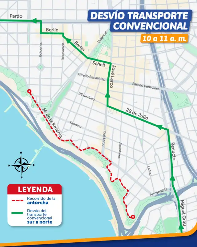 Desvío del transporte convencional en Miraflores. Desvío del transporte convencional en Miraflores.