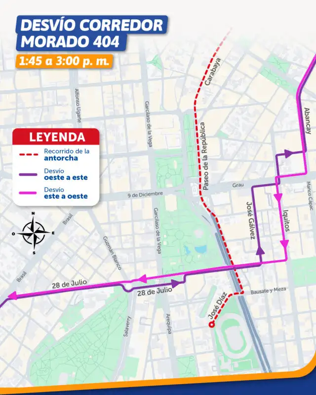 Desvío del Corredor Morado 404. Desvío del Corredor Morado 404.
