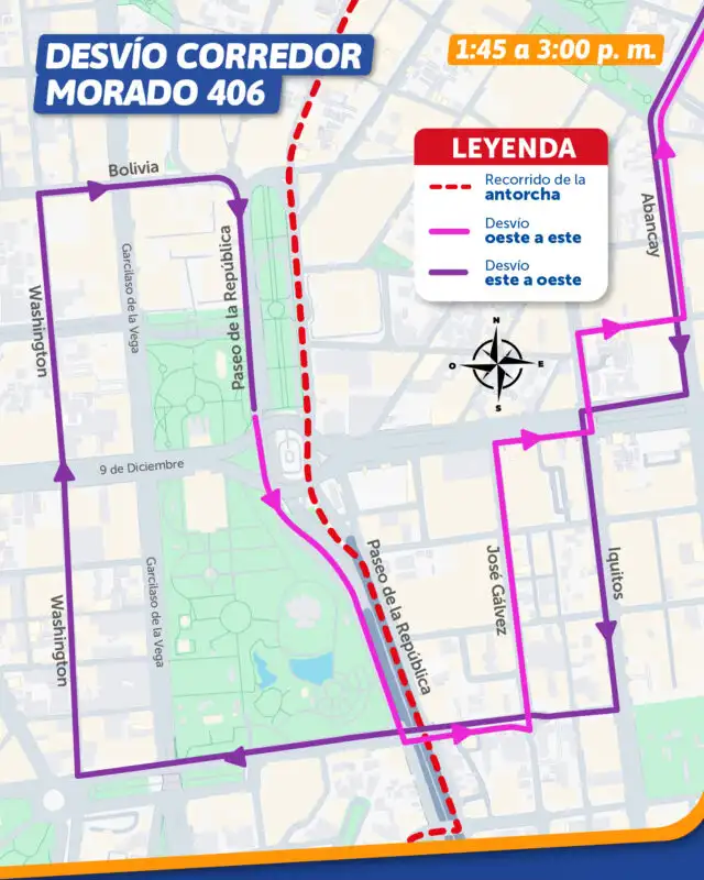 Desvío del Corredor Morado 406. Desvío del Corredor Morado 406.