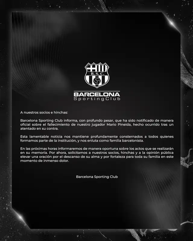 Comunicado del Barcelona Sporting Club.