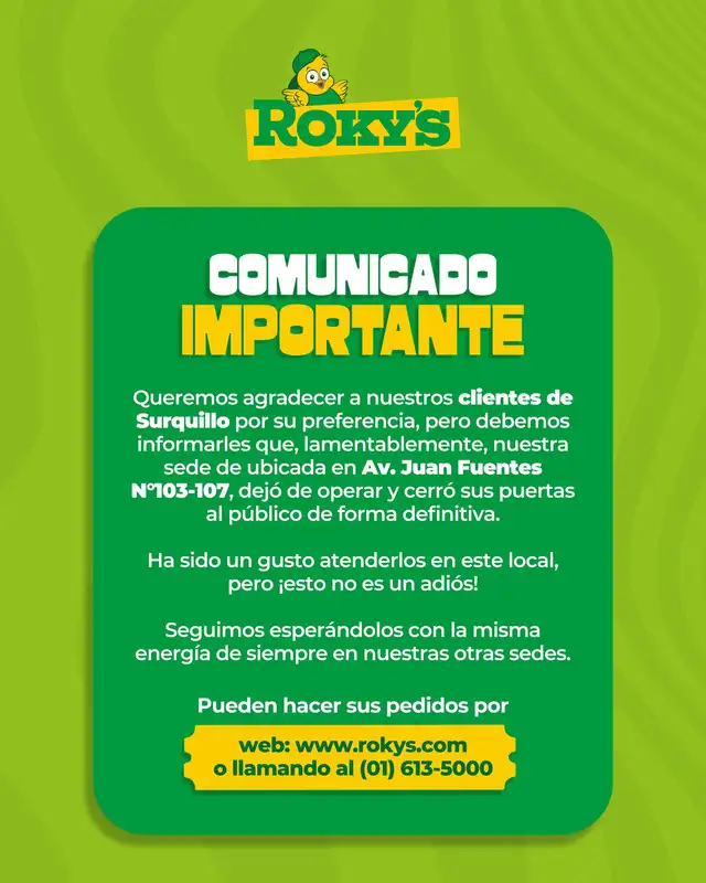 Roky’s anuncia el cierre de uno de sus locales más populares en Surquillo.