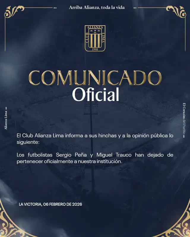  Comunicado de Alianza Lima. Foto: Alianza Lima   