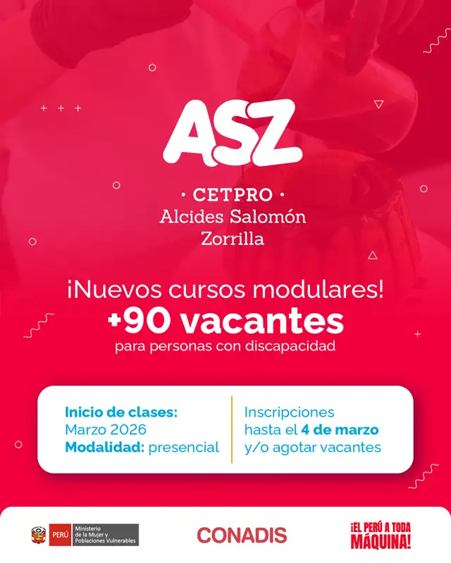 Conadis anuncia cursos gratis para personas con discapacidad.