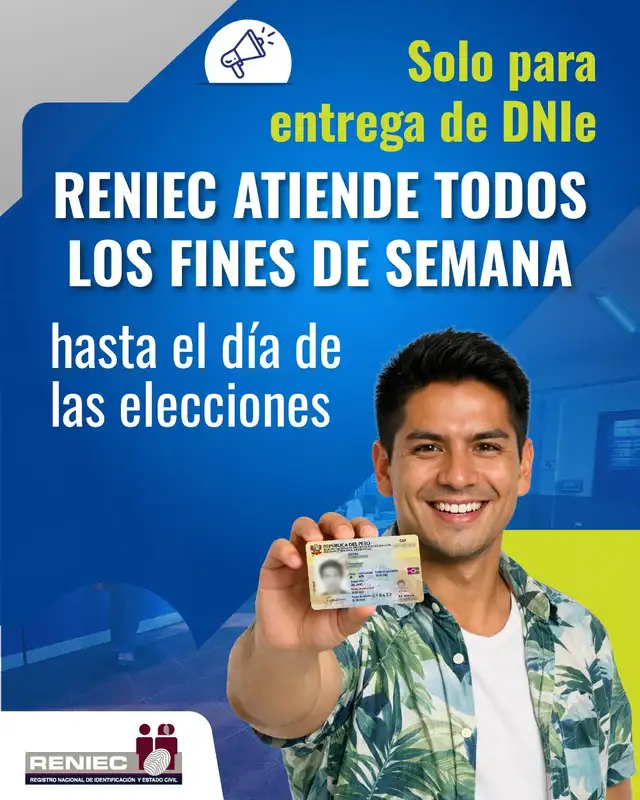 Reniec anuncia atención los fines de semana previo a las Elecciones 2026.