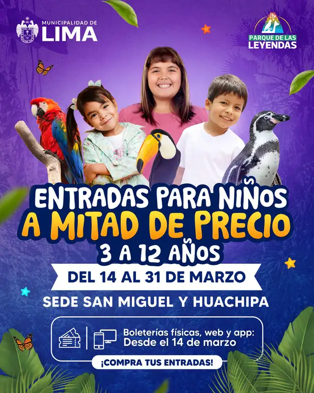 Parque de las Leyendas anunció una promoción especial en sus tarifas infantiles.