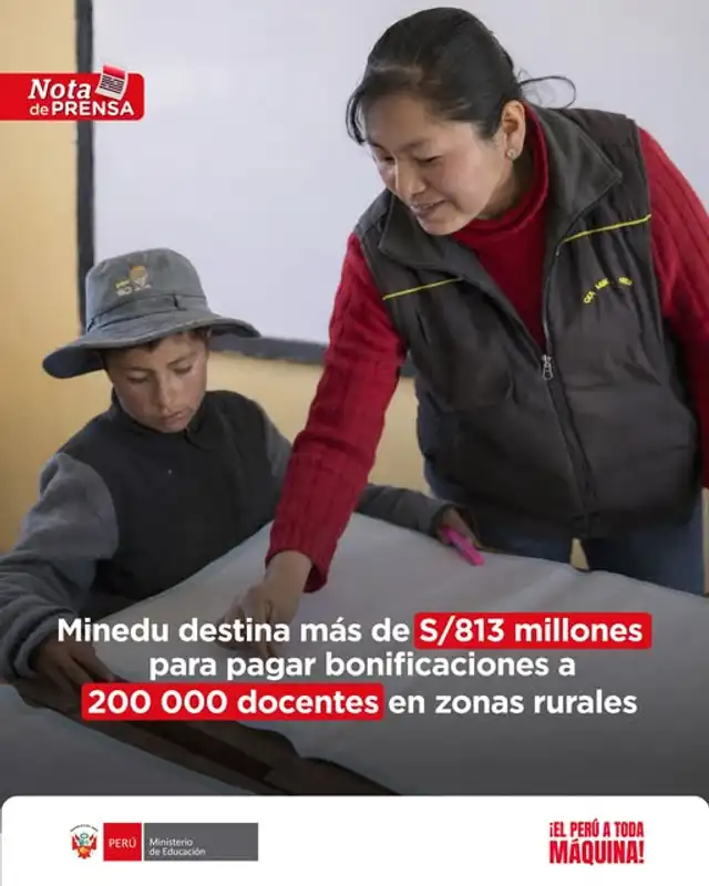 Minedu anunció pago de bonificaciones para profesores en zonas rurales.