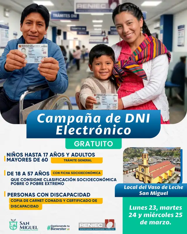 DNI electrónico en la Municipalidad provincial de San Miguel.