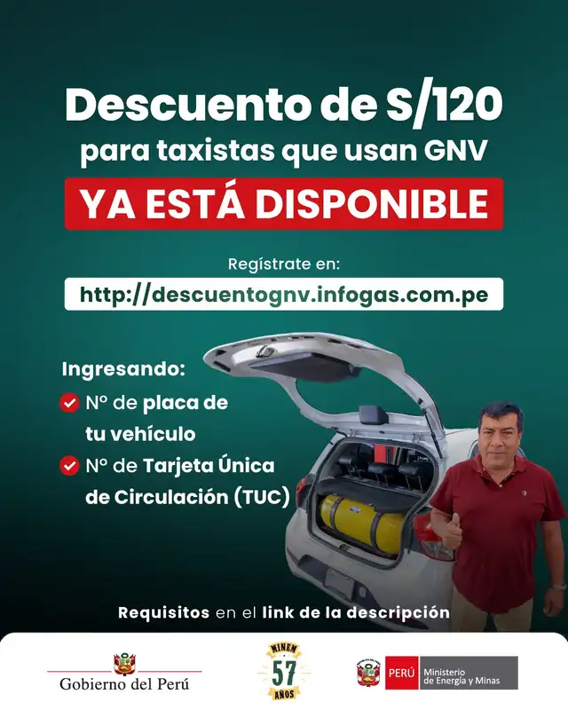 Subsidio GNV para taxistas: Pasos para registrarte y recibir los S/ 120.