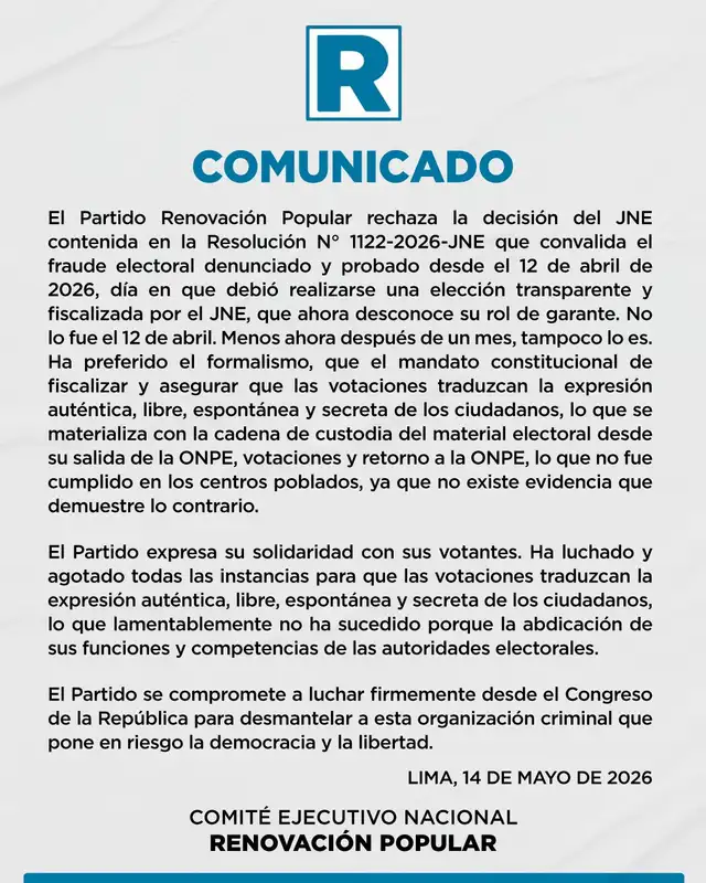 Comunicado de Renovación Popular
