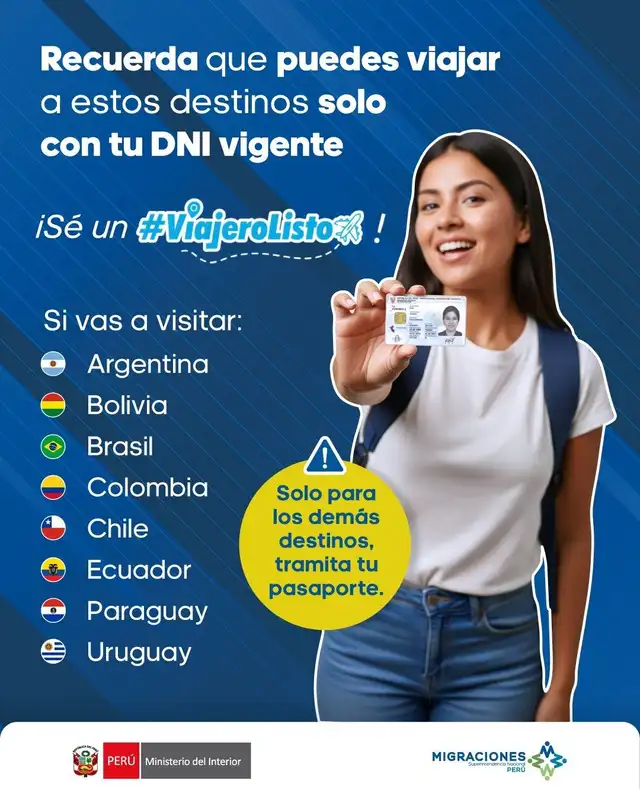 Ciudadanos peruanos pueden viajar a estos países de LATAM con su DNI.