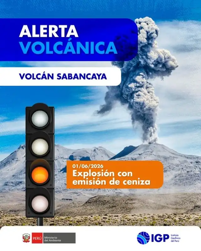 IGP enciende las alarmas y declara ALERTA NARANJA en Arequipa por el volcán Sabancaya.