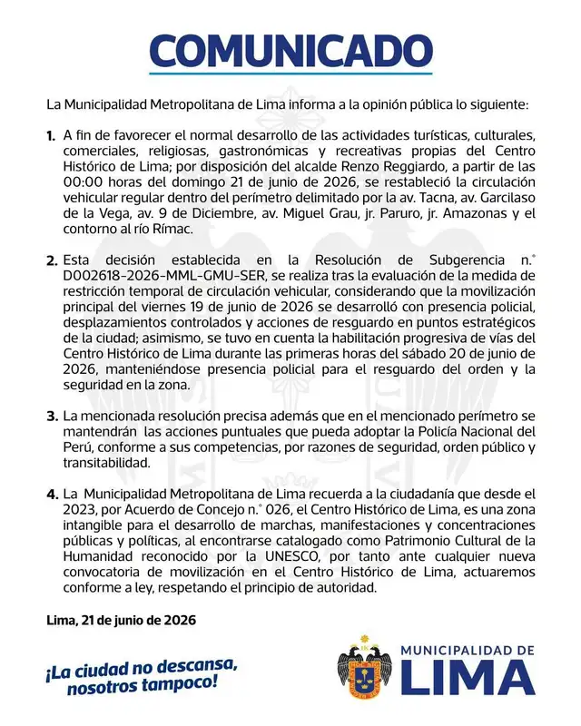 MML restablece el acceso vehícular durante Día del Padre.