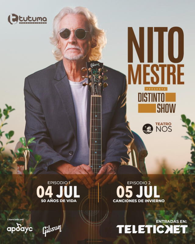 Afiche del concierto de Nito Mestre.
