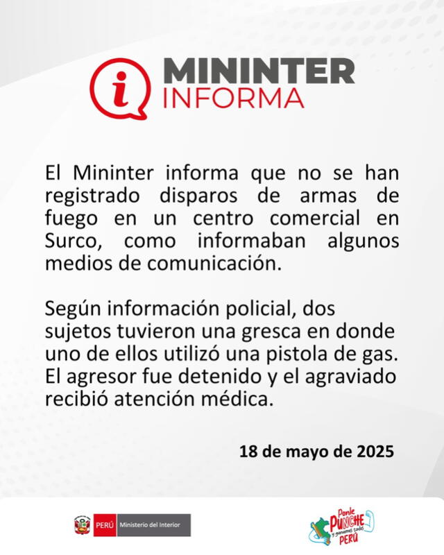 comunicado de Mininter comunicado de Mininter