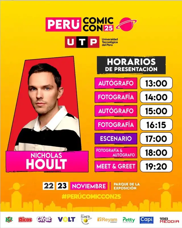 Nicholas Hoult estará presente en el Perú. Foto: Perú Comic Con Nicholas Hoult estará presente en el Perú. Foto: Perú Comic Con