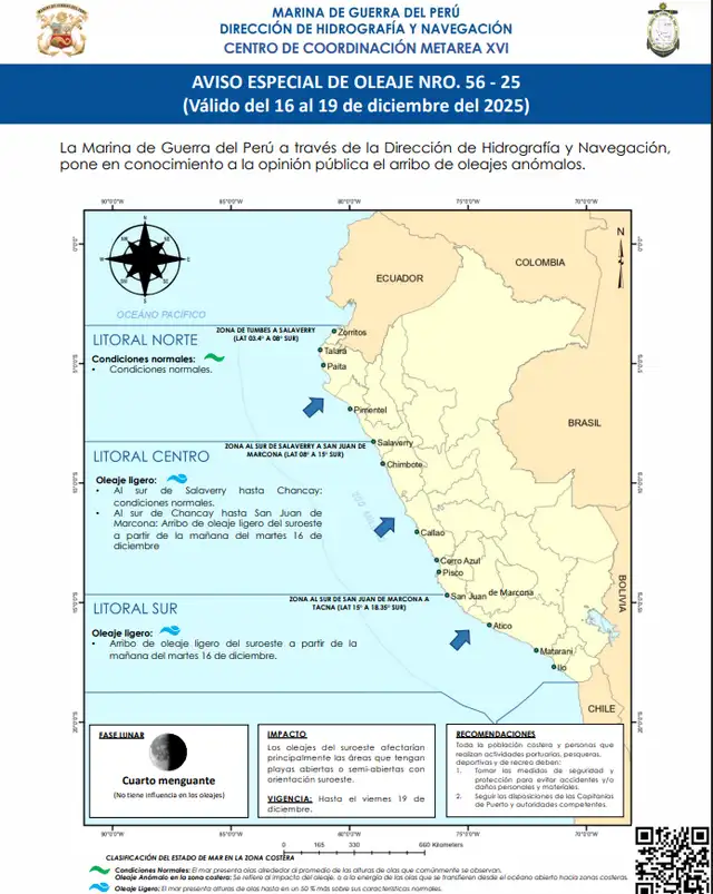 Aviso Especial N.° 56-25 de la Dirección de Hidrografía y Navegación (DHN). Aviso Especial N.° 56-25 de la Dirección de Hidrografía y Navegación (DHN).