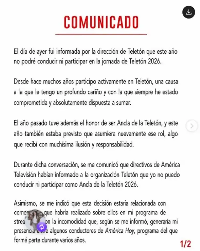 Usuarios REACCIONAN al comunicado de Ethel Pozo tras quedar FUERA de la Teletón 2026: “Cuando su mamá... Usuarios REACCIONAN al comunicado de Ethel Pozo tras quedar FUERA de la Teletón 2026: “Cuando su mamá...