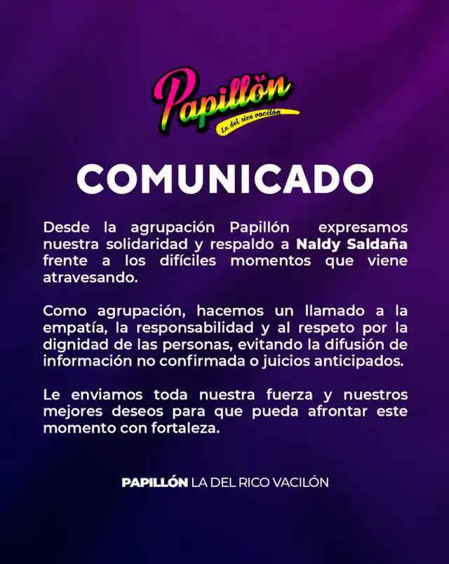 La agrupación Papillón se SOLIDARIZA con Naldy Saldaña tras FUERTE DENUNCIA contra director musical de ‘La Bella Luz’