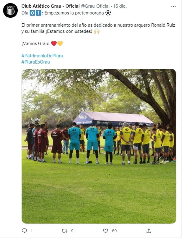 Crédito: Cuenta de Twitter de Atlético Grau.  