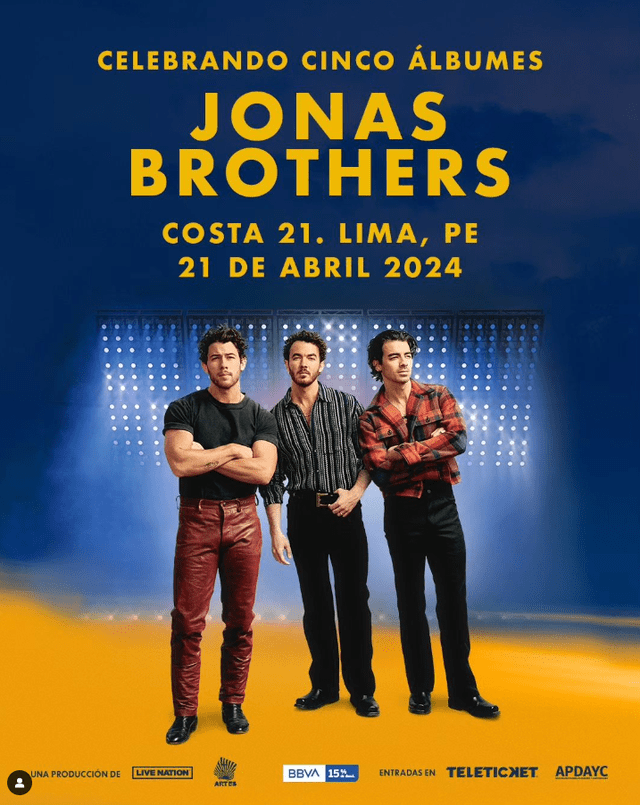 Poster oficial del concierto de los Jonas Brothers en Lima. Foto: GLR/Archivo   