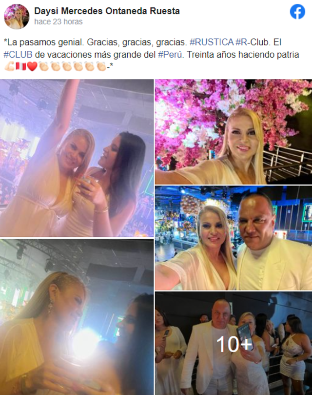 Daysi Ontaneda, ex esposa de Mauricio Diez Canseco publica fotos en celebración de Rústica con él.    
