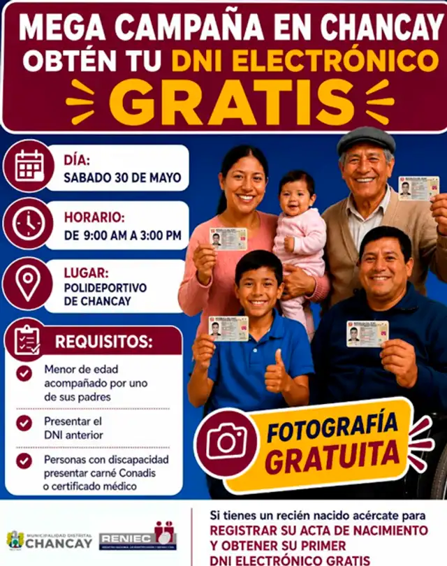DNI electronico gratis este 30 de mayo: lugar, horario y requisitos para obtener el documento sin costo alguno. DNI electronico gratis este 30 de mayo: lugar, horario y requisitos para obtener el documento sin costo alguno.