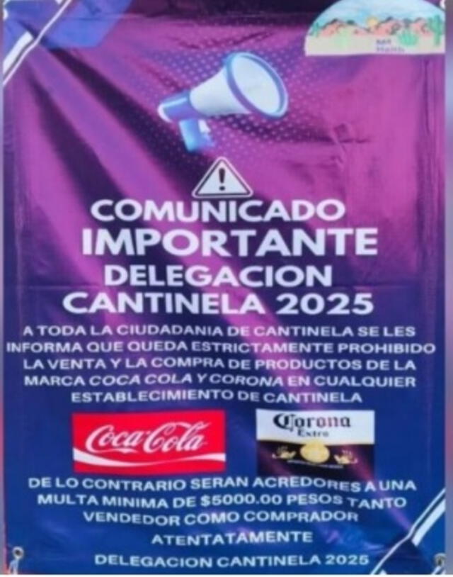 Delegación de Cantinela 2025 en México publica el anuncio contra Coca Cola y Corona. Delegación de Cantinela 2025 en México publica el anuncio contra Coca Cola y Corona.