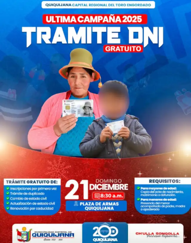 Campaña de DNI gratuito en Quiquijana, Cusco.