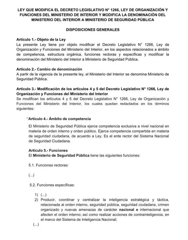 Anuncio del cambio de nombre del Ministerio del Interior sorprendió a la Opinión Publica.