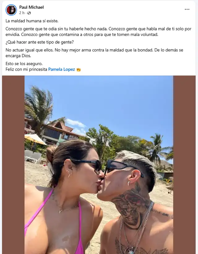Paul Michael envía mensaje tras 'discusión' entre Pamela López y Cueva. Foto: Facebook.    