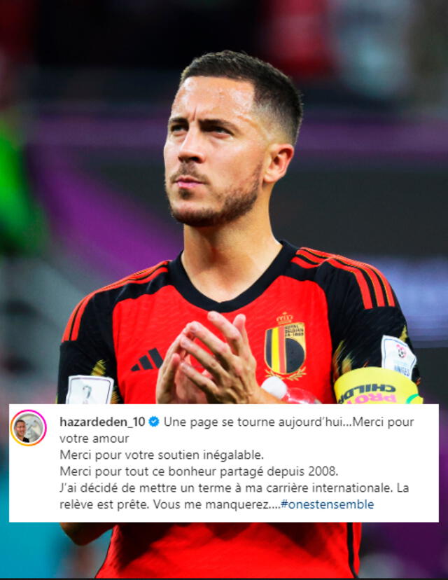 Eden Hazard dio por cerrada su etapa en la selección de Bélgica. / FUENTE: Instagram.   