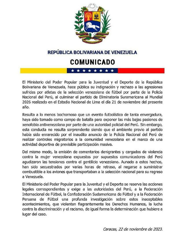 <em><strong>República Bolivariana de Venezuela en X. </strong></em>   