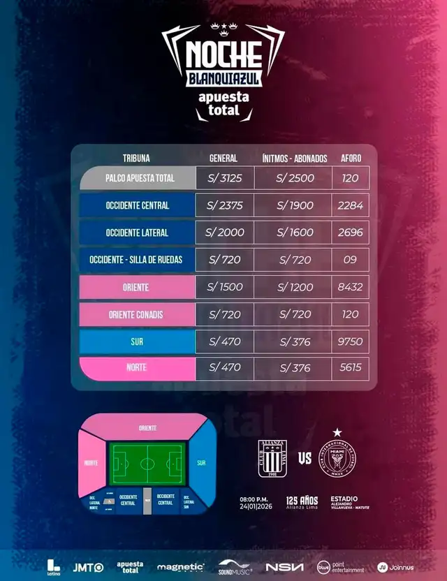 Precio de entradas para el amistoso entre Alianza Lima vs Inter Miami. Foto: Joinnus Precio de entradas para el amistoso entre Alianza Lima vs Inter Miami. Foto: Joinnus